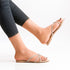 Gold Knotted Rhinestone Flat Sandal For Women 2377